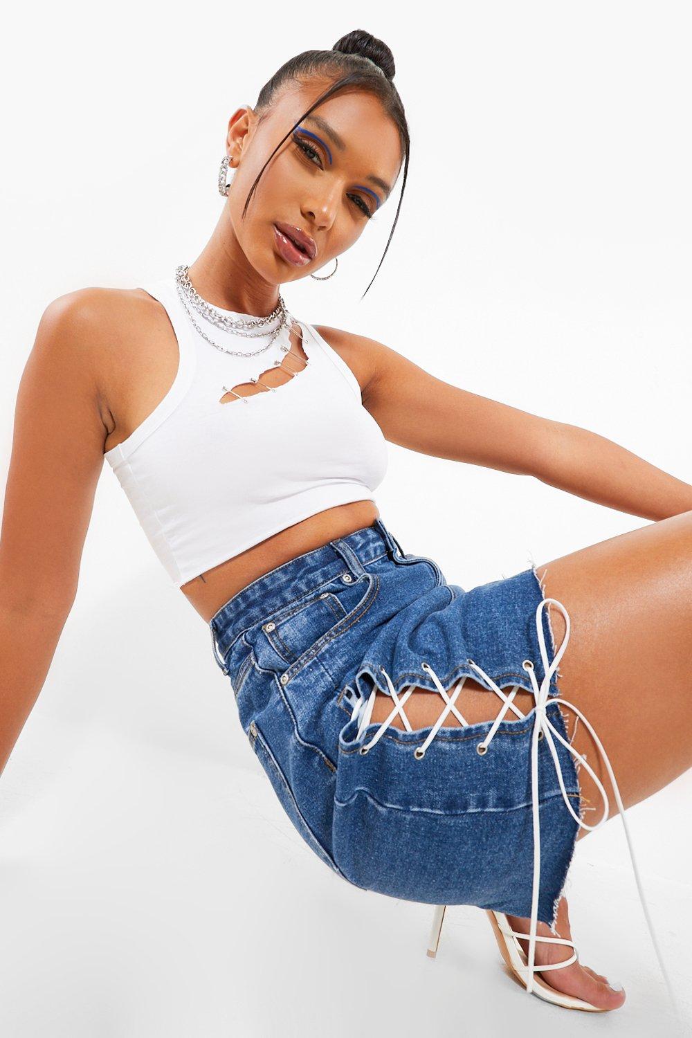セール】LACE UP DENIM TOPS（シャツ/ブラウス）｜CLANE（クラネ